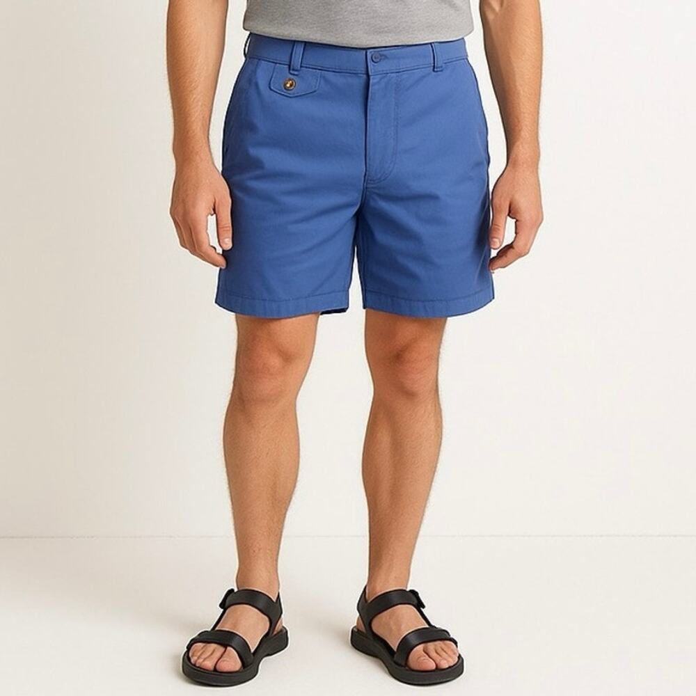 Haband Men’s Blue Casual Y2K Shorts Size 38 Cotton Blend Pockets Classic Fit